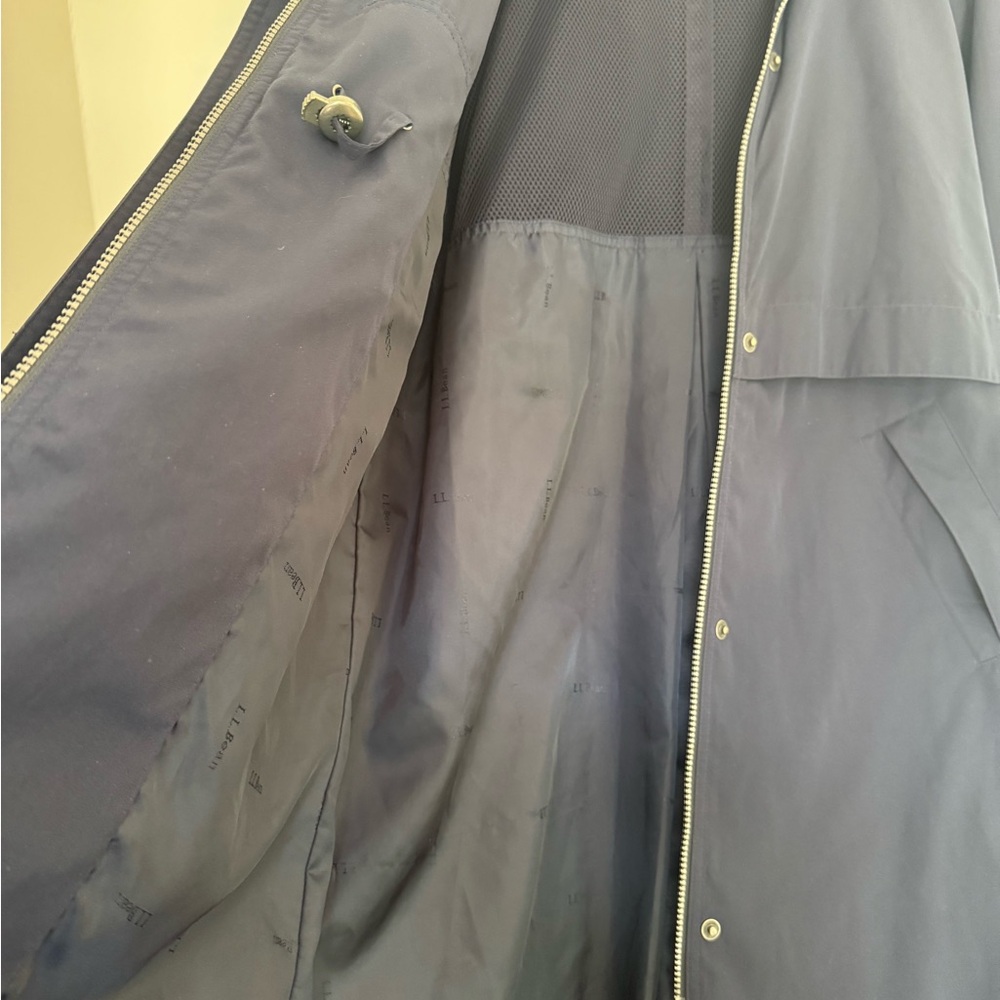 LL Bean Women's Navy Blue Long trench Coat - Picture 6 of 8